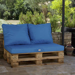 Lot matelas pour palette déhoussable avec assise de 120x80x10cm et dossier Bleu Petrole - Deco-arts.fr