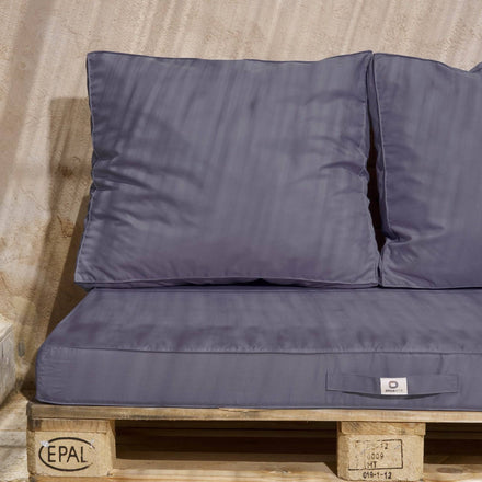 Kit Coussins Palette Déhoussable 120x80 Gris Carbone - Imperméable & Extérieur (1 Assise + 2 Dossiers)