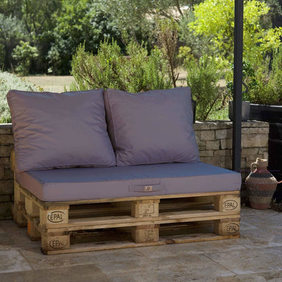 Lot matelas pour palette déhoussable avec assise de 120x80x10cm et dossier Gris Carbone - Deco-arts.fr