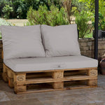 Lot matelas pour palette déhoussable avec assise de 120x80x10cm et dossier Gris Galet - Deco-arts.fr