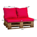 Lot matelas pour palette déhoussable avec assise de 120x80x10cm et dossier Rouge Piment - Deco-arts.fr
