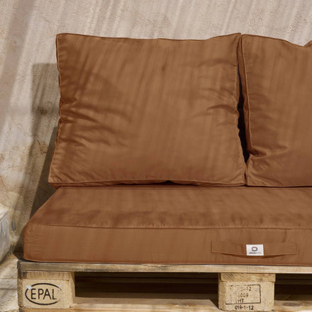 Palettenkissen-Set mit abnehmbarem Bezug 120x80 Rostbraun - Wasserdicht & Extérieur (1 Sitzfläche + 2 Rückenlehnen)