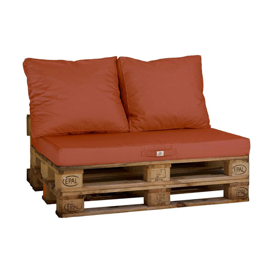 Lot matelas pour palette déhoussable avec assise de 120x80x10cm et dossier Terracotta - Deco-arts.fr