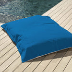 Pouf géant flottant en billes bleu pétrole de 180x140 cm, idéal pour piscine, déhoussable, de la marque Deco-arts.fr