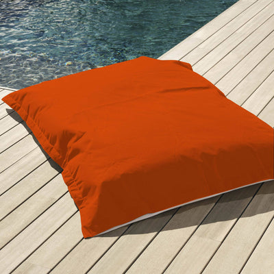 Housse de pouf flottant XXL 180x140 cm orange pour piscine, en tissu déhoussable, conçu par Deco-arts.fr.