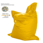 Pouf géant XXL jaune miel pour extérieur, déhoussable et étanche, idéal pour salon de jardin, en mousse.