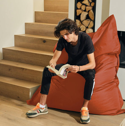 Pouf Géant XXL 180x140 Terracotta - Waterproof & Déhoussable (Mousse)