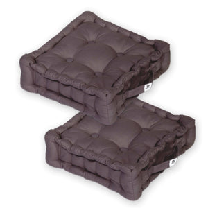 Lot de 2 Coussins de Sol 40x40 Gris Carbone - Épais 12cm & Poignée