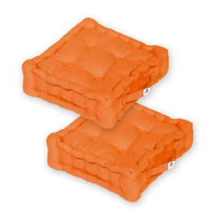 Lot de 2 Coussins de Sol 40x40 Orange - Épais 12cm & Poignée