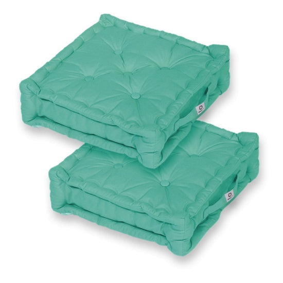 Coussin de sol lot de 2 - 50 x 50 cm Bleu Caraibes - Deco-arts.fr