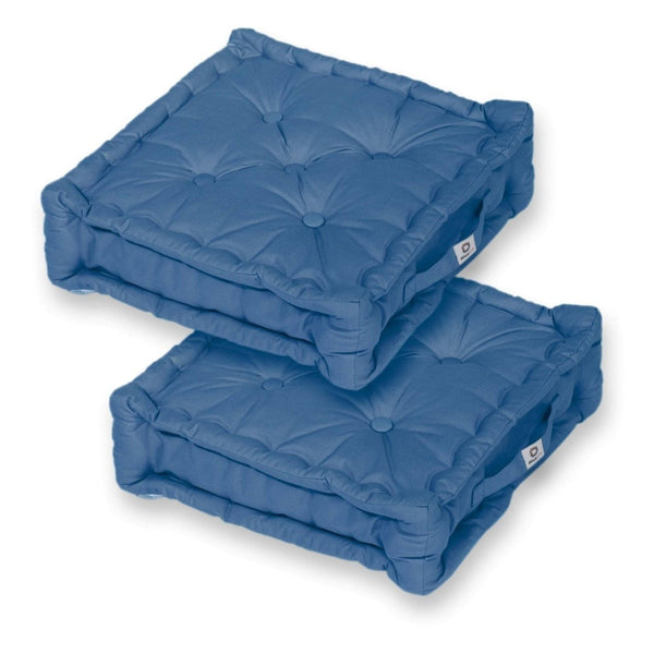 Coussin de sol lot de 2 - 50 x 50 cm Bleu Petrole - Deco-arts.fr