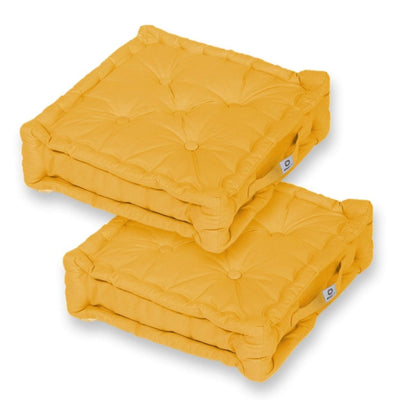 Coussin de sol lot de 2 - 50 x 50 cm Jaune - Deco-arts.fr