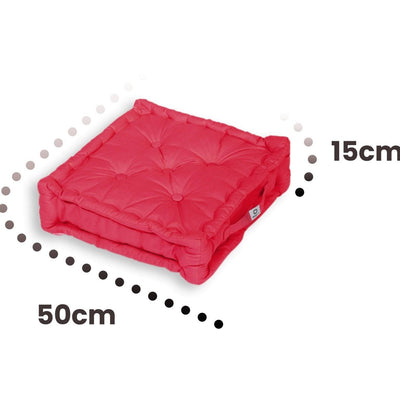 Coussin de sol lot de 2 - 50 x 50 cm Rouge Piment - Deco-arts.fr