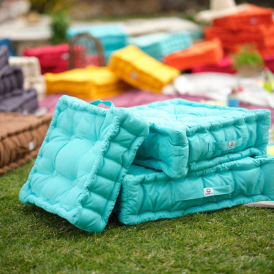 Coussin de sol lot de 2 - 60 x 60 cm Bleu Caraibes - Deco-arts.fr