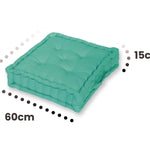 Coussin de sol lot de 2 - 60 x 60 cm Bleu Caraibes - Deco-arts.fr