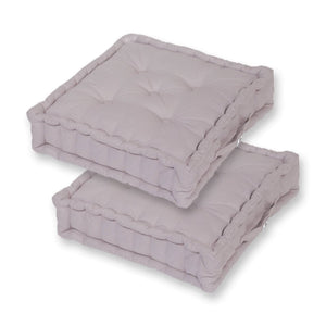Lot de 2 Coussins de Sol Géant 60x60 Gris Galet - Épais 15cm & Poignée