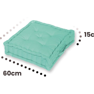 Lot de 2 coussins de sol décoratifs Decoartss en vert mint, 60 x 15 cm, pour décoration intérieure.