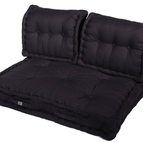 Kit de 3 coussins pour fauteuils Deco Arts Palette Europe, gris carbone, assise XXL épaisse 20cm, 1 assise + 2 dossiers.