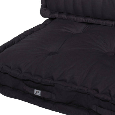 Kit de coussins palette Deco Arts gris carbone pour fauteuils et canapés, assise XXL épaisse 20cm, composé d’un coussin et deux dossiers