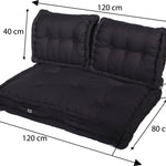 Kit de 3 coussins Deco Arts Palette Europe gris carbone pour fauteuils et canapés, assise XXL épaisse 20cm, 120x80cm.