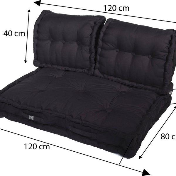 Kit de 3 coussins Deco Arts Palette Europe gris carbone pour fauteuils et canapés, assise XXL épaisse 20cm, 120x80cm.