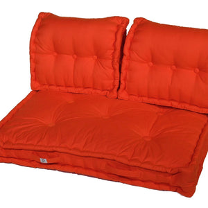 Kit Coussins Palette Europe 120x80 Orange - Assise XXL Épaisse 20cm (1 Assise + 2 Dossiers)