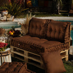 Kit de coussins palette Deco Arts, assise et dossiers rouille 120x80cm, épaisseur 20cm, pour fauteuils et canapés.