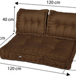 Decorative palette cushions by Decoartss, 120x80cm rust-colored, thick 20cm for sofas and armchairs with one seat and two backrest cushions.