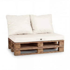 Kit Coussins Palette Déhoussable 120x80 Blanc Cassé - Imperméable & Extérieur (1 Assise + 2 Dossiers)