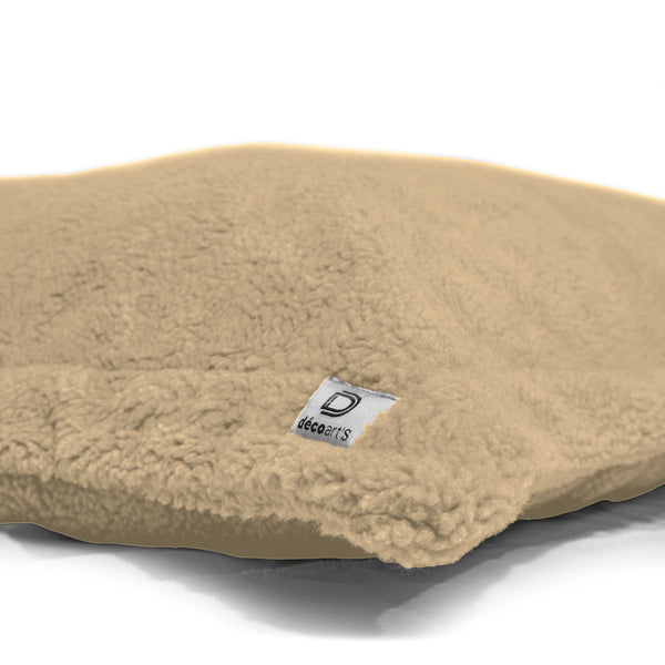 Pouf Intérieur XL - Housse Sherpa (Effet Mouton) Garnissage en flocon de mousse 150x100cm - Beige - Deco-arts.fr