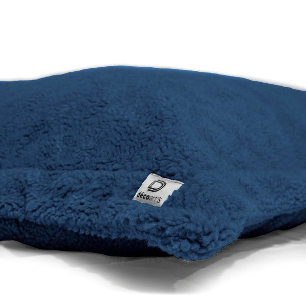 Pouf Intérieur XL - Housse Sherpa (Effet Mouton) Garnissage en flocon de mousse 150x100cm - Bleu pétrole - Deco-arts.fr