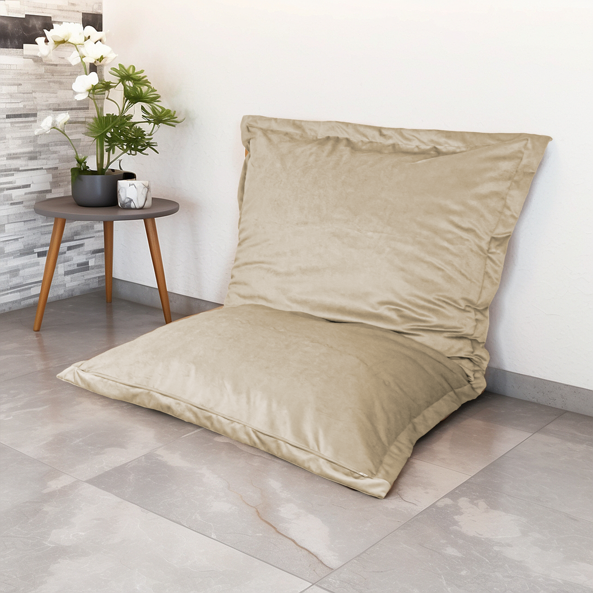 XL-Riesen-Sitzkissen 150x100 Crème – Samt und Schaumstoff (Luxus und Komfort)