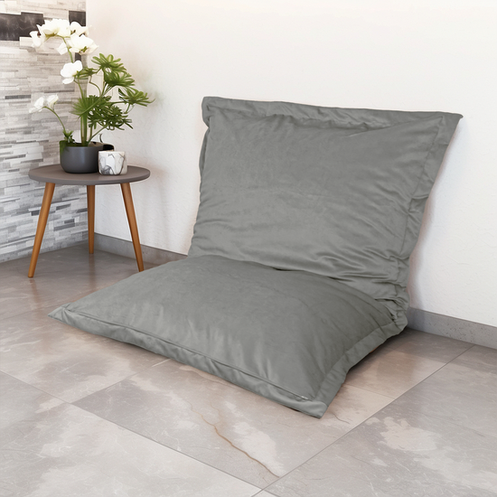 Pouf intérieur XL Housse en velours gris clair 150x100cm