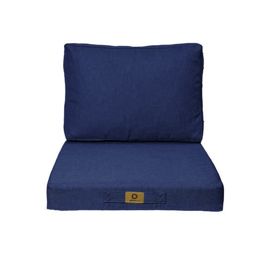 Coussins pour fauteuil effet lin déhoussable 60x60cm bleu indigo