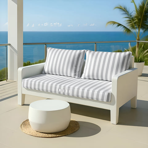 Coussins pour salon de jardin déhoussable 120x60cm - Rayure gris clair