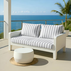 Coussins pour salon de jardin déhoussable 100x50cm - Rayure gris clair