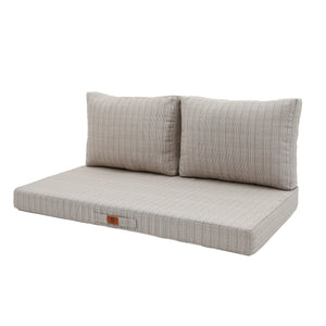 Ensemble Coussins Salon Jardin 120x60 Beige Chiné Noir - 1 Assise + 2 Dossiers (Premium 270g)