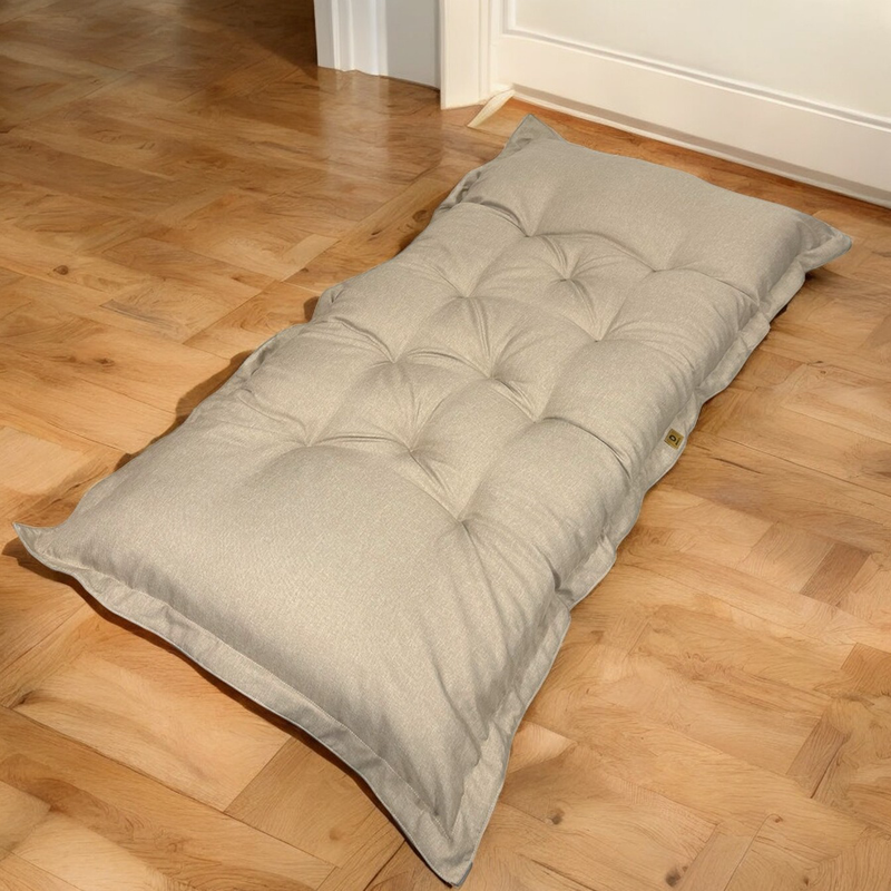 Futon de Chão XXL Efeito Linho 195x100 Bege - Espesso 15cm (Cama de Apoio & Détente)