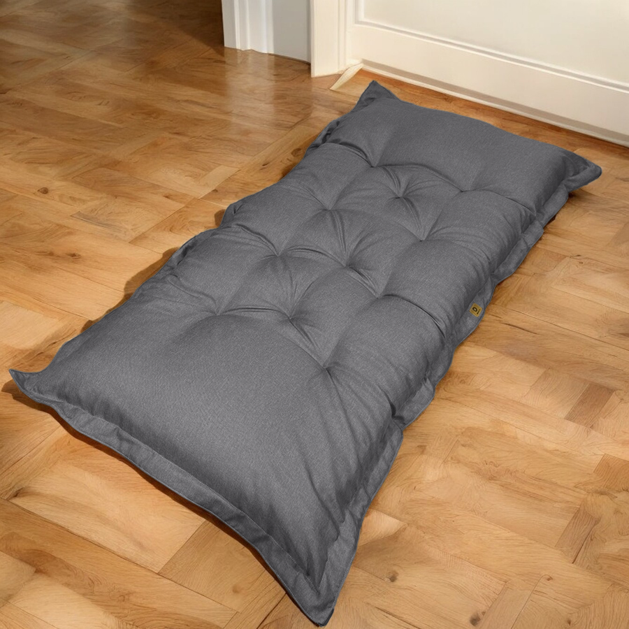 Futon XXL en lin matelas de sol 195x100cm - gris chiné - Deco-arts.fr