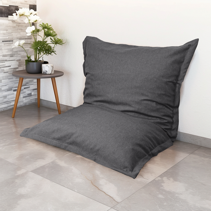 XL reuzen zitkussen 150x100 Grijs Chiné - Linnen look en schuim (Chique woonkamer)