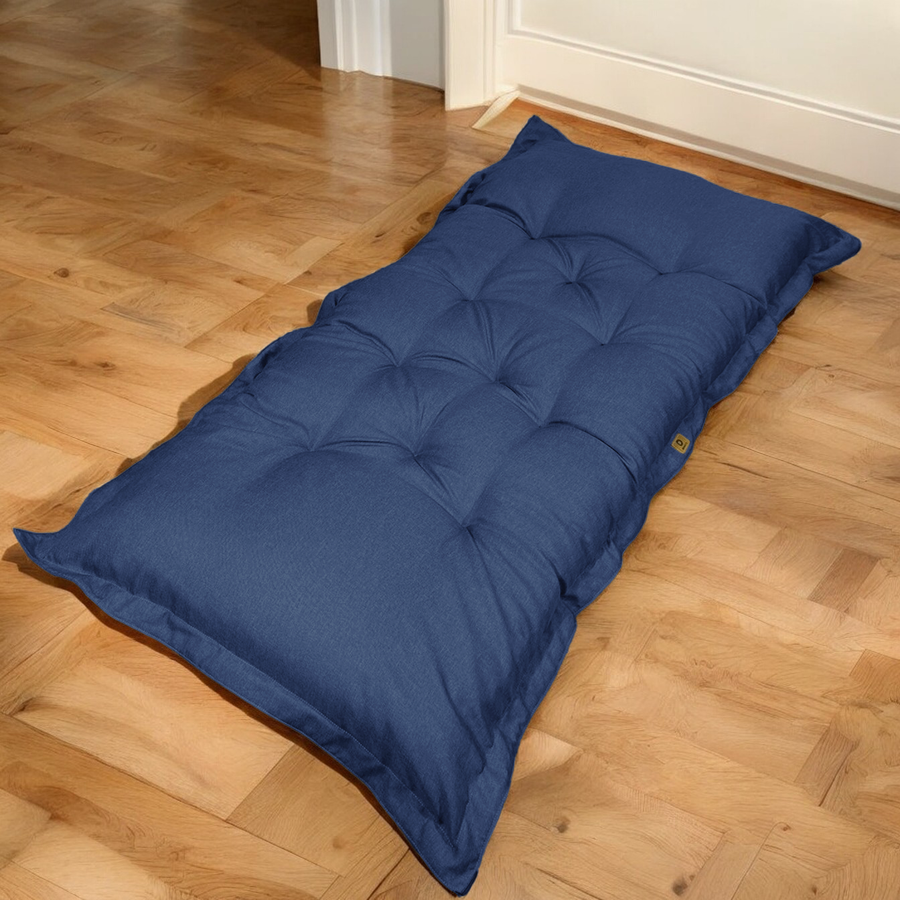 Futon XXL en lin matelas de sol 195x100cm - bleu indigo - Deco-arts.fr