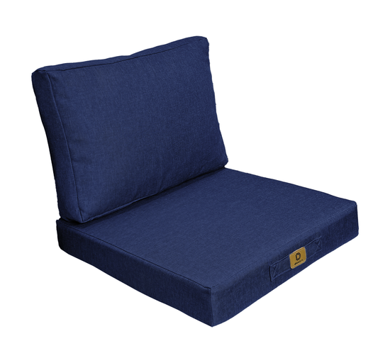 Coussins pour fauteuil effet lin déhoussable 60x60cm bleu indigo