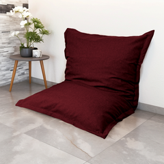 Pouf Coussin Géant XL 150x100 Prune - Effet Lin & Mousse (Salon Chic)