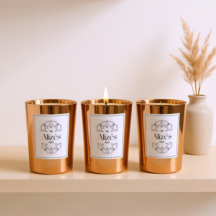 Trio Bougies La Tropézienne – 3x180g – Ambre & Rose – Alizés - Déco Arts