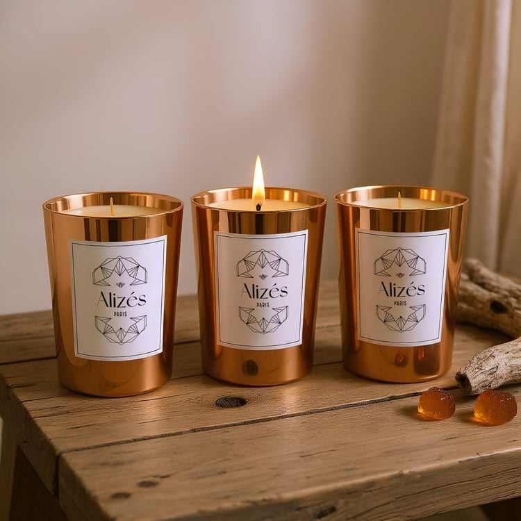 Trio Bougies La Tropézienne – 3x180g – Ambre & Rose – Alizés - Déco Arts