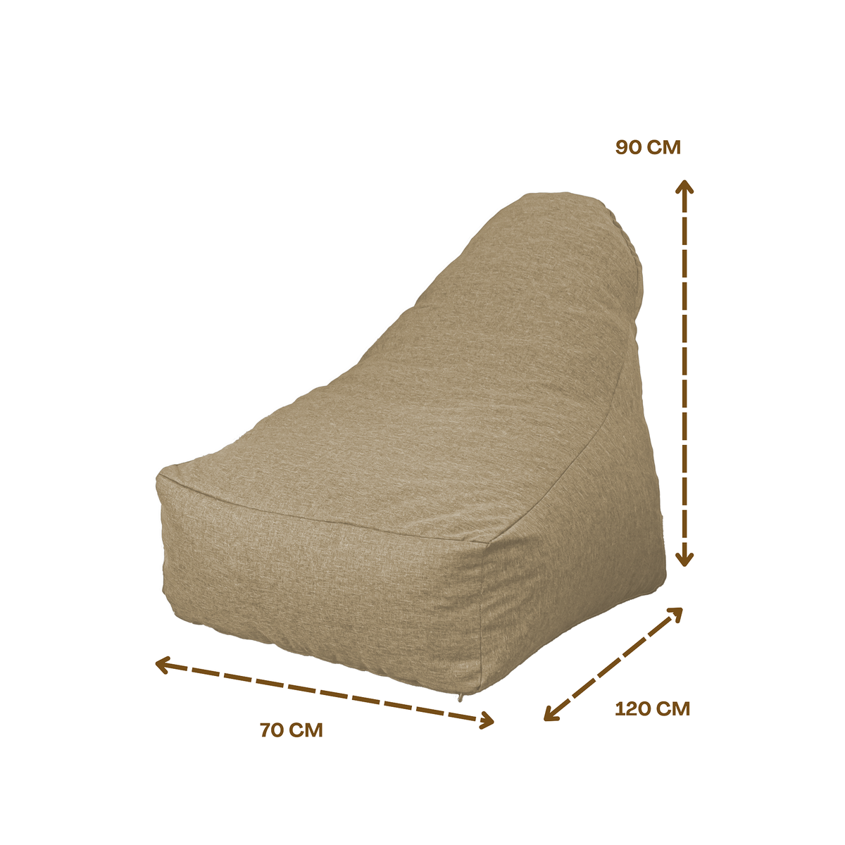 Fauteuil Pouf XXL 120x90 Beige - Tissu Effet Lin & Mousse (Confort Salon) – schéma coté