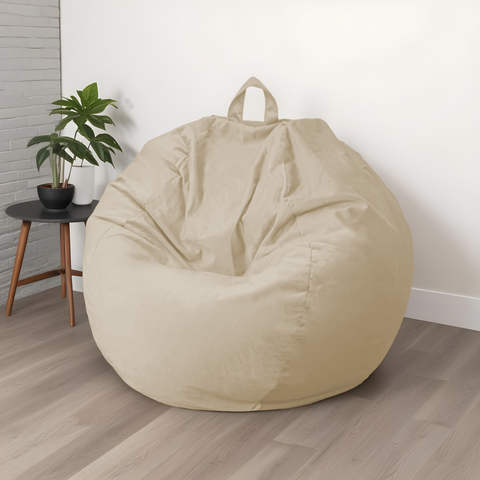 Giant XXL indoor bean bag in velvet fabric - 120x150 cm - Cream