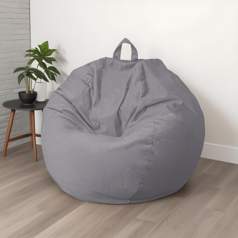 XXL-Riesen-Birnenförmiger Sitzsack 120x150 Hellgrau - Samt und Schaumstoff (Großer Luxus und Komfort)