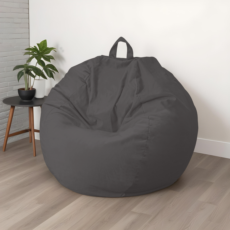 Giant XXL Pear Bean Bag 120x150 Dark Grey - Velvet & Foam (Grand Luxury & Comfort)