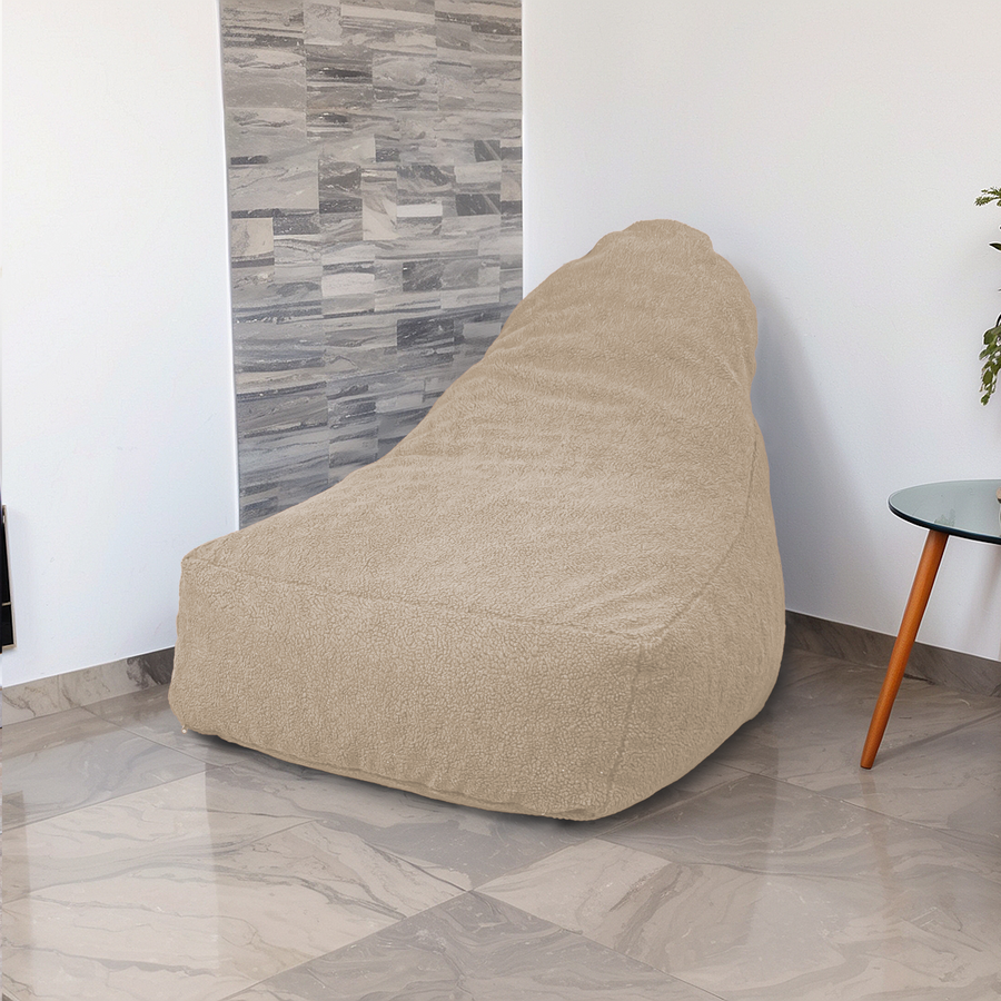 Pouf fauteuil XXL d'intérieur en tissu sherpa - 120x70x90 cm - Beige - Deco-arts.fr